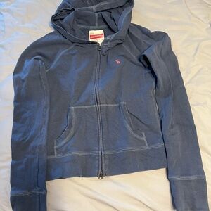 Abercrombie Kids Navy Hoodie dual zipper with Pink Logo xl